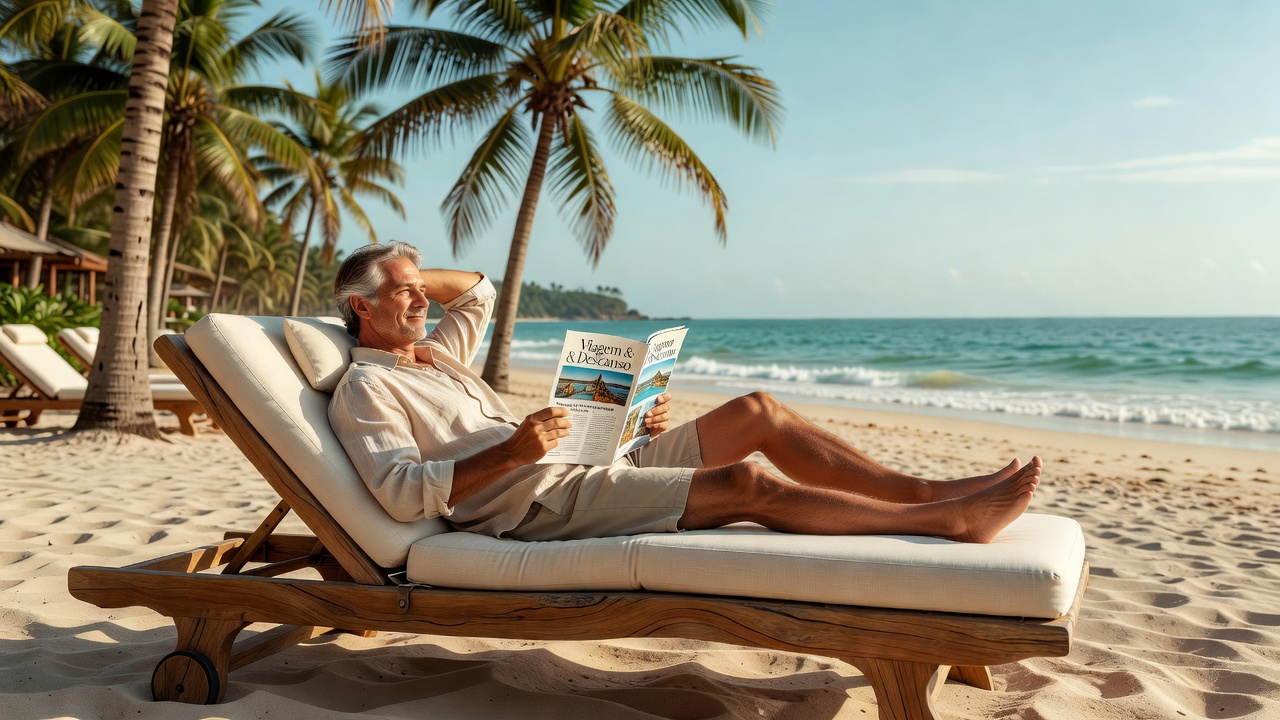 Reading at a beach lounge